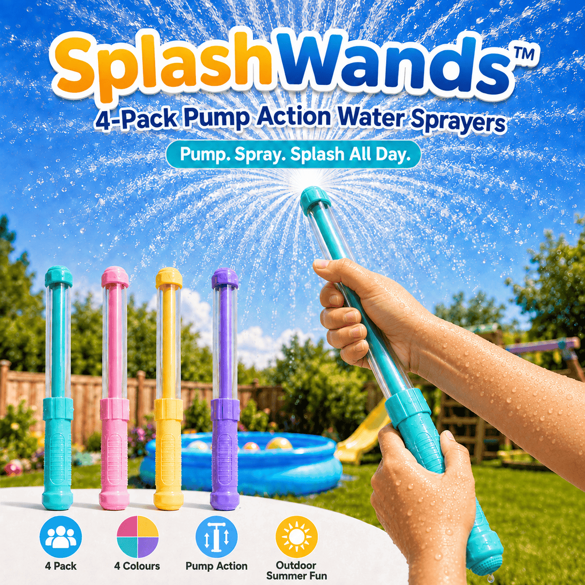 SplashWands™ – 4 Pack Pump Action Water Sprayers