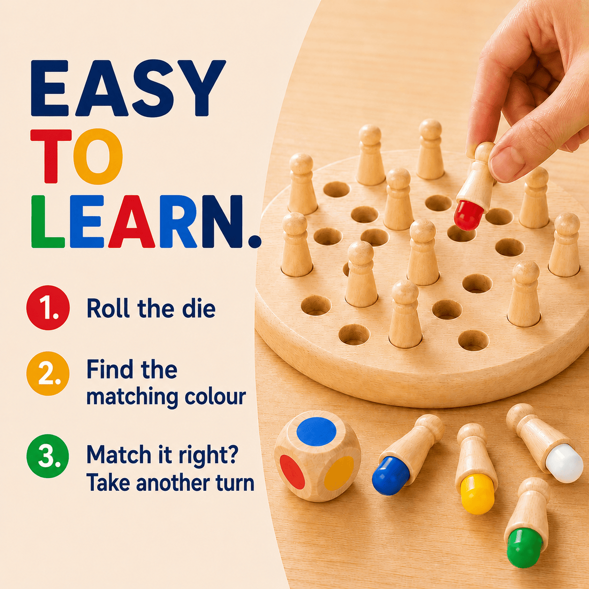 Colour Quest™ – Wooden Memory Match Game
