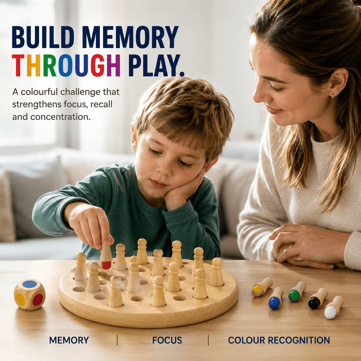 Colour Quest™ – Wooden Memory Match Game