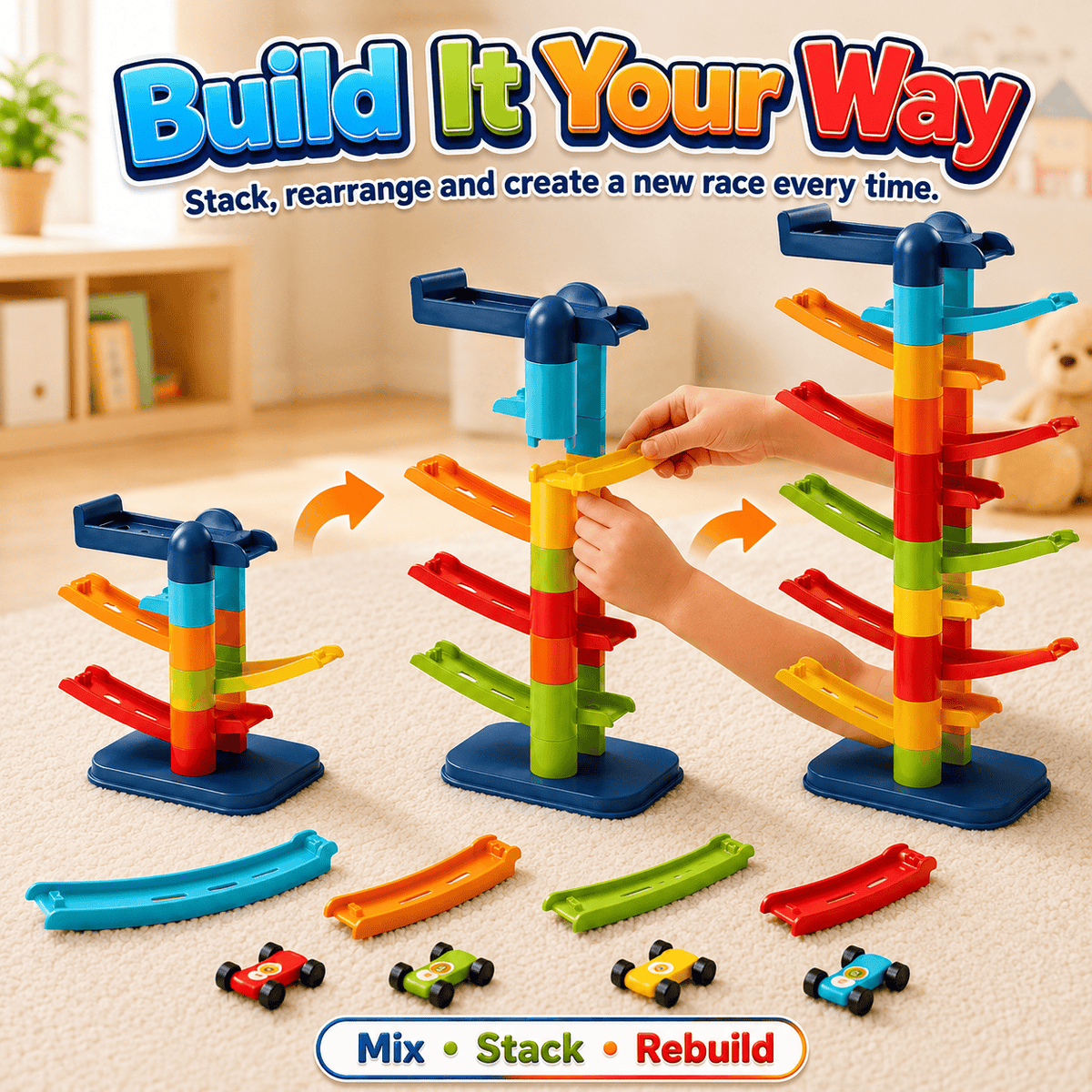 RaceCascade™ – Stackable Car Racing Tower