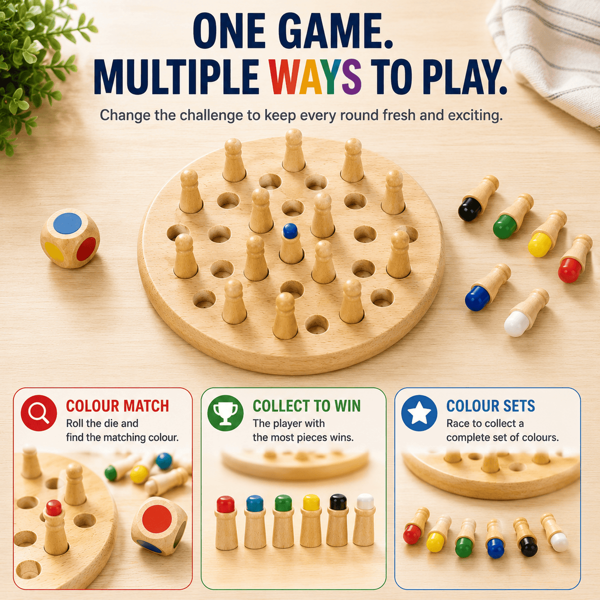 Colour Quest™ – Wooden Memory Match Game