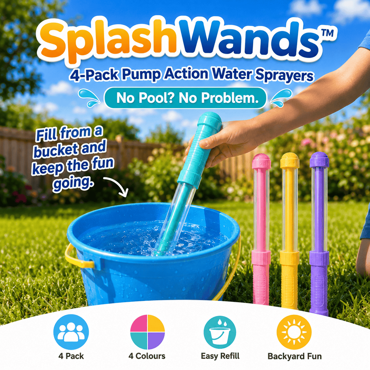 SplashWands™ – 4 Pack Pump Action Water Sprayers